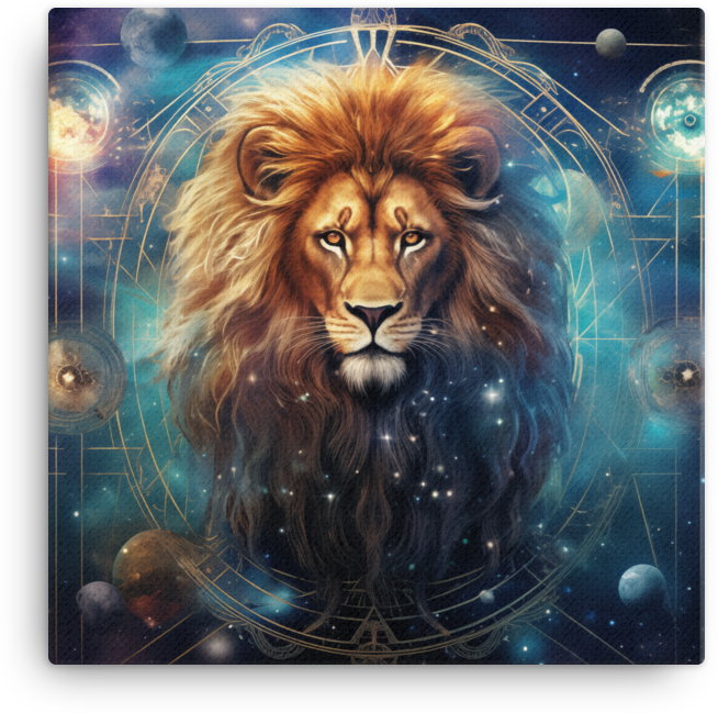 Cosmic Mane Lion Astral Canvas Wall Art