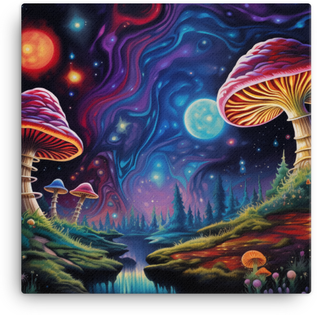 Cosmic Mushroom Valley Canvas