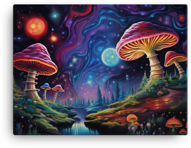 Cosmic Mushroom Valley Canvas