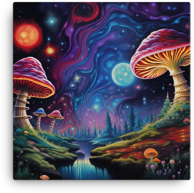 Cosmic Mushroom Valley Canvas