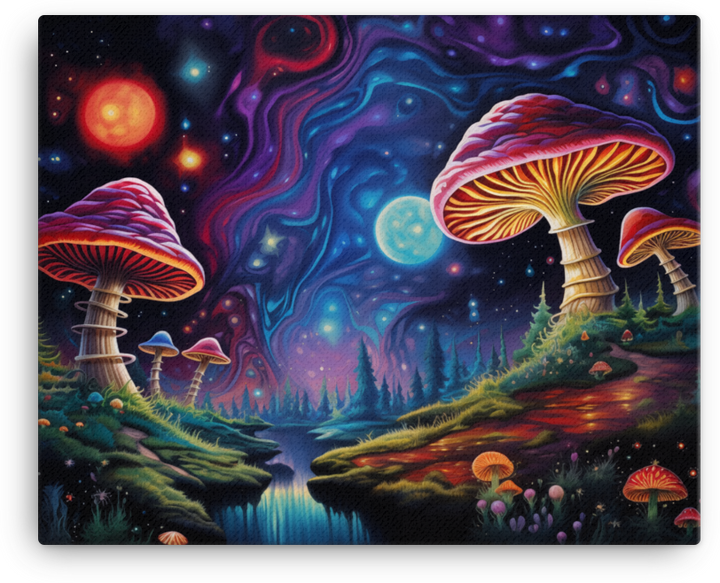 Cosmic Mushroom Valley Canvas