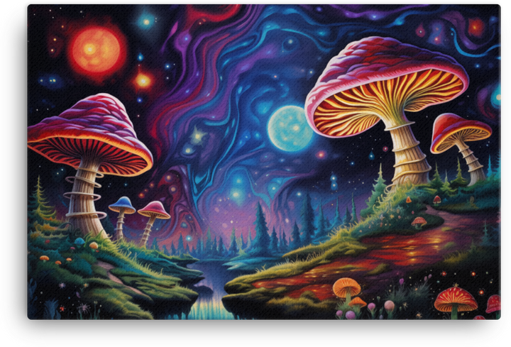 Cosmic Mushroom Valley Canvas