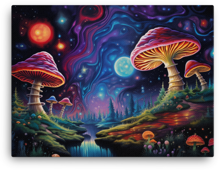 Cosmic Mushroom Valley Canvas