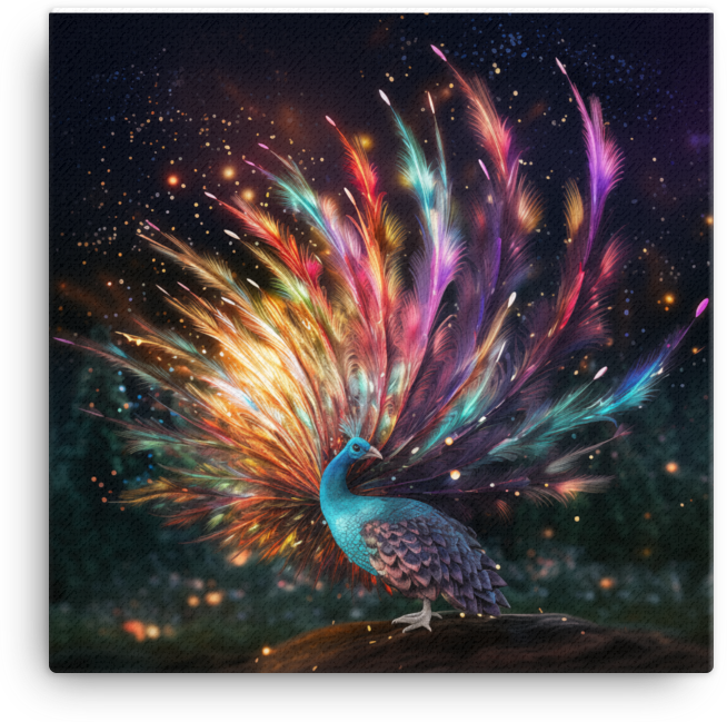 Cosmic Peacock Splendor Canvas