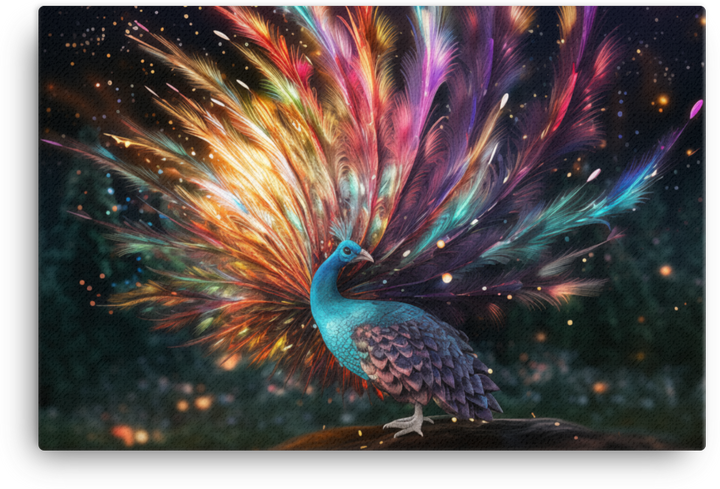 Cosmic Peacock Splendor Canvas