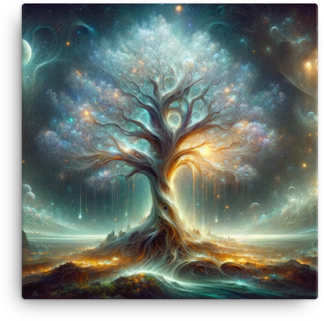 Cosmic Symphony of Life Tree Canvas wall art