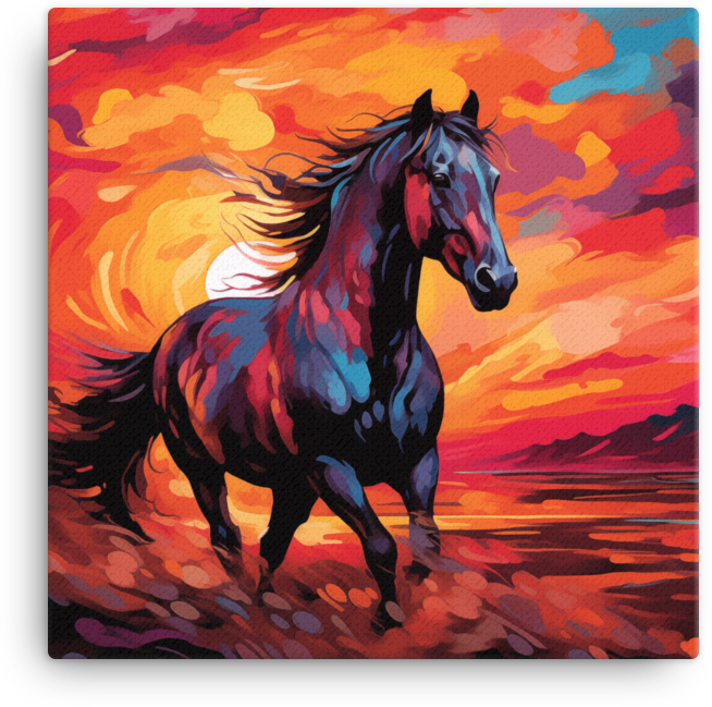 Crimson Blaze Horse Canvas Wall Art