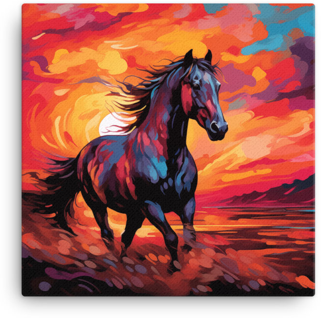 Crimson Blaze Horse Canvas Wall Art