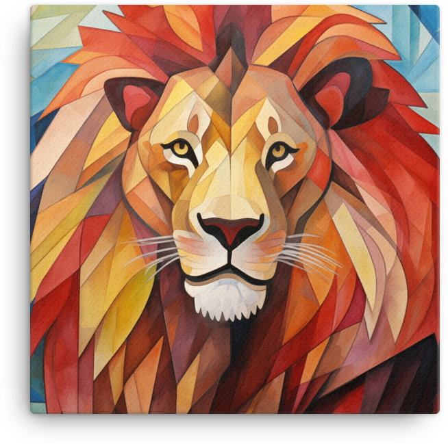 Cubist Safari Lion Canvas Wall Art