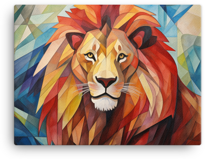 Cubist Safari Lion Canvas Wall Art