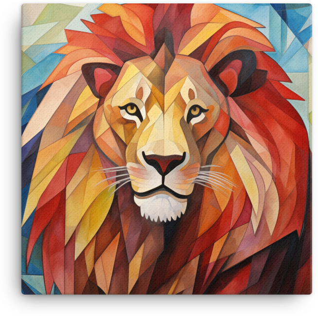 Cubist Safari Lion Canvas Wall Art