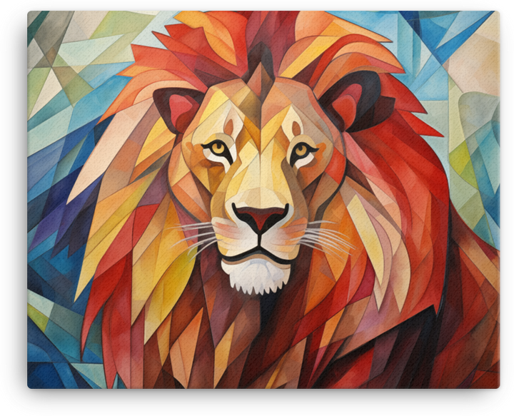 Cubist Safari Lion Canvas Wall Art