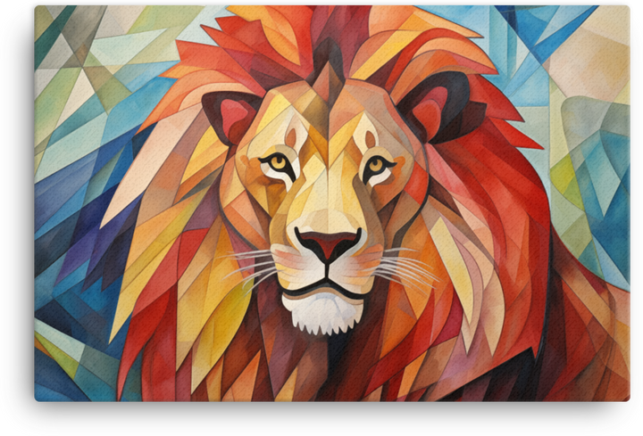 Cubist Safari Lion Canvas Wall Art