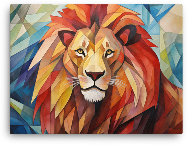 Cubist Safari Lion Canvas Wall Art