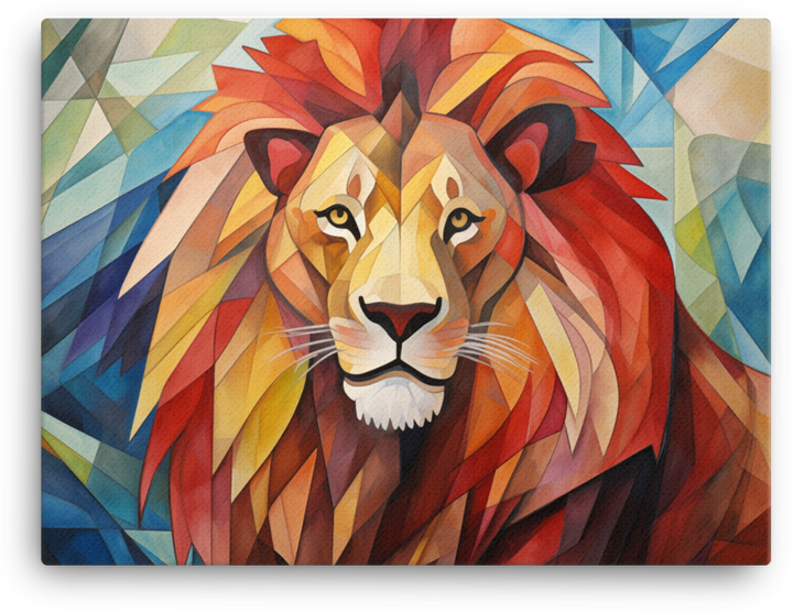 Cubist Safari Lion Canvas Wall Art