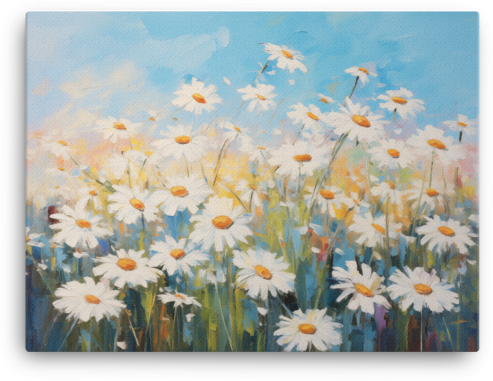 Daisy Delight in Blue Sky Canvas Wall Art wall art