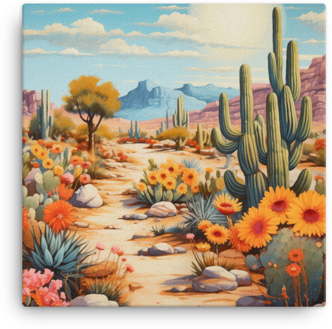 Desert Bloom and Cactus Trail Canvas