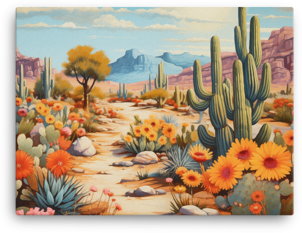 Desert Bloom and Cactus Trail Canvas