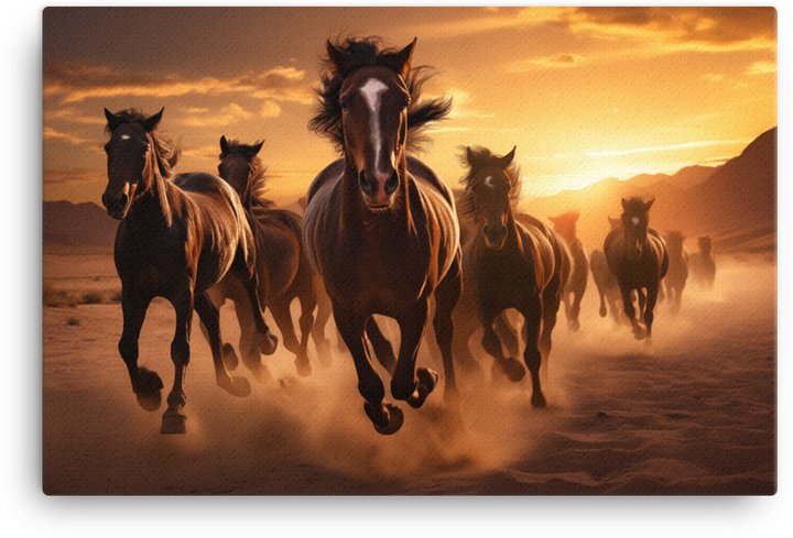 Desert Dawn Charge Horse Canvas Wall Art