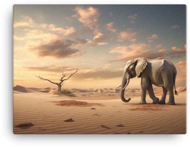 Desert Solitude Elephant Canvas Wall Art