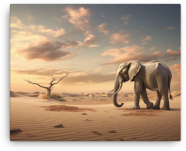 Desert Solitude Elephant Canvas Wall Art