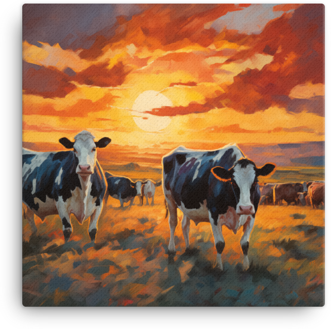 Dusk Grazing Cows Canvas Wall Art