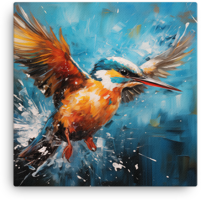 Dynamic Kingfisher Splash Canvas Wall Art