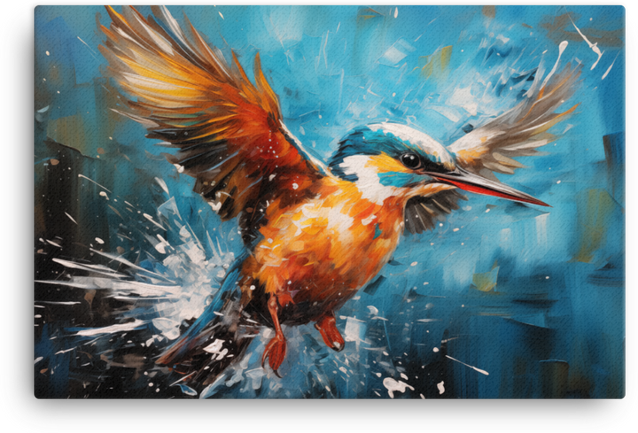 Dynamic Kingfisher Splash Canvas Wall Art