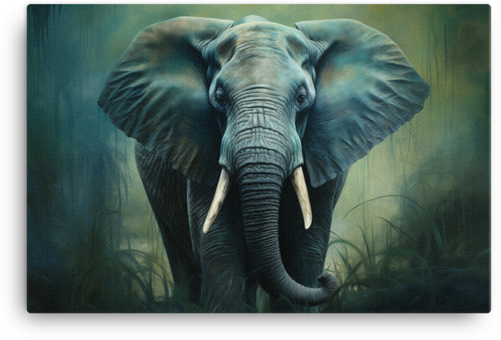 Emerald Whisper Elephant Canvas Wall Art