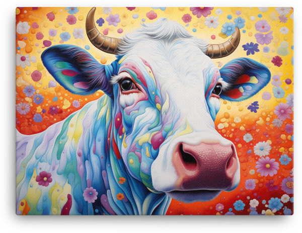 Enchanted Garden Cow Canvas Wall Art