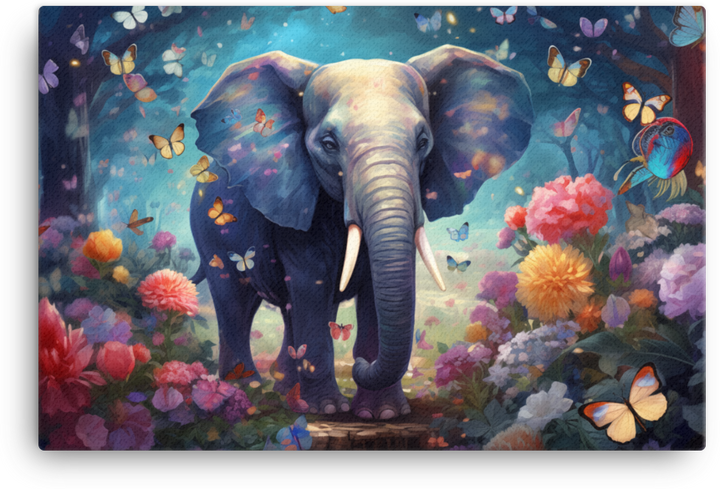 Enchanted Garden Elephant Canvas Wall Art