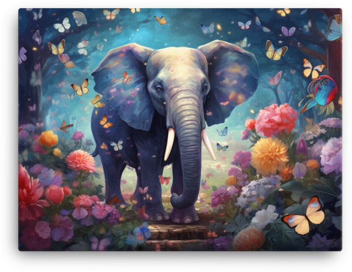 Enchanted Garden Elephant Canvas Wall Art