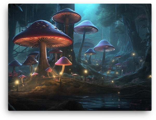 Enchanted Mushroom Forest Illumination Canvas