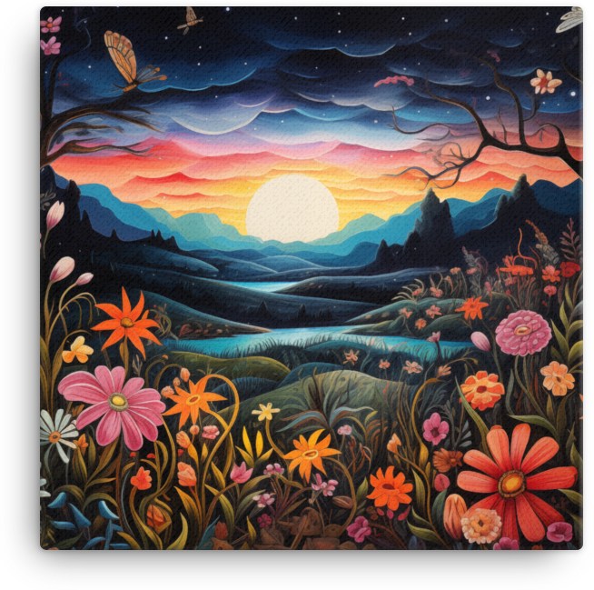 Enchanted Twilight Floral Valley Canvas Wall Art wall art
