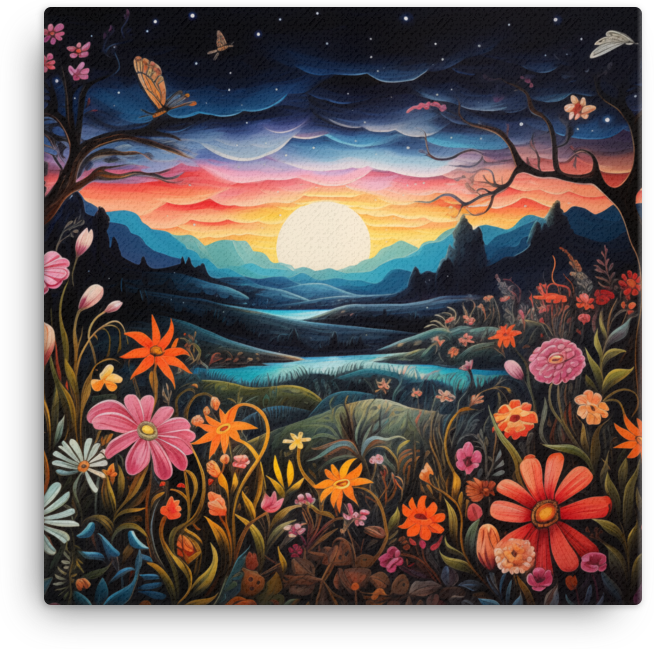 Enchanted Twilight Floral Valley Canvas Wall Art wall art