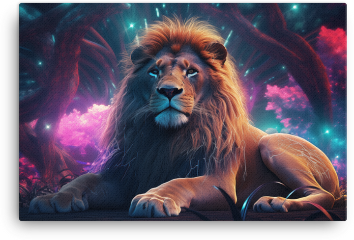 Enchanted Twilight Sovereign Lion Canvas Wall Art