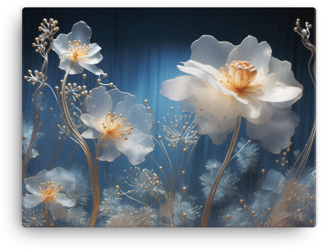 Ethereal Blue Wildflowers in Moonlight Canvas