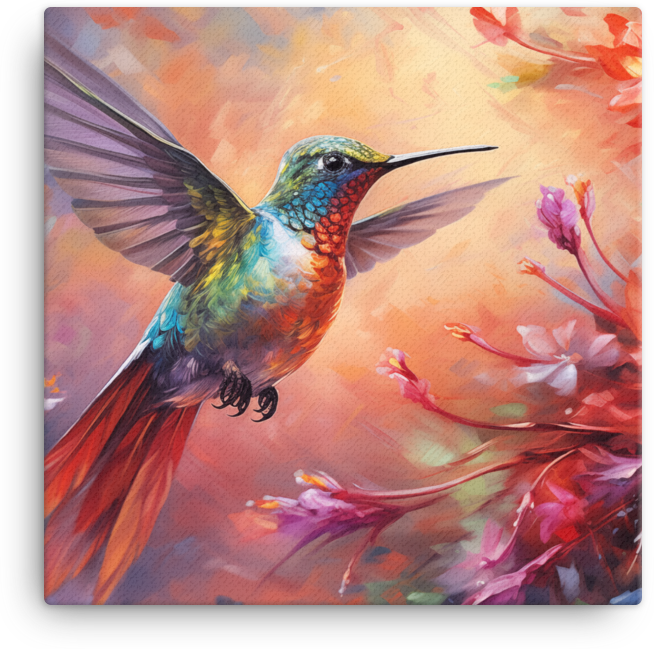Ethereal Hummingbird Dance Canvas Wall Art