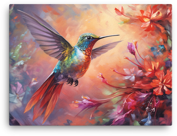 Ethereal Hummingbird Dance Canvas Wall Art