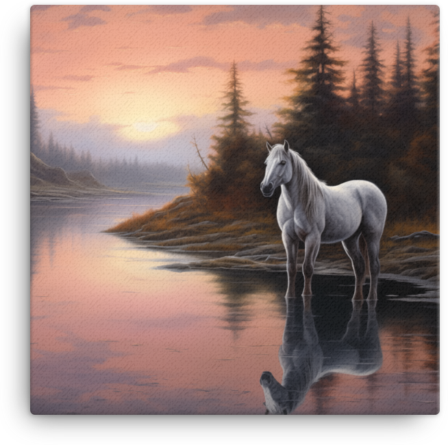 Evening Reflection Horse Canvas Wall Art