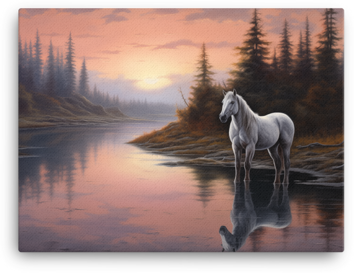 Evening Reflection Horse Canvas Wall Art