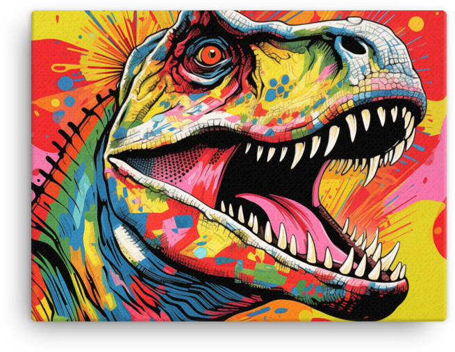 Explosive Pop Art Dinosaur Roar Canvas