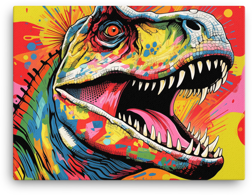 Explosive Pop Art Dinosaur Roar Canvas - Visual Funky