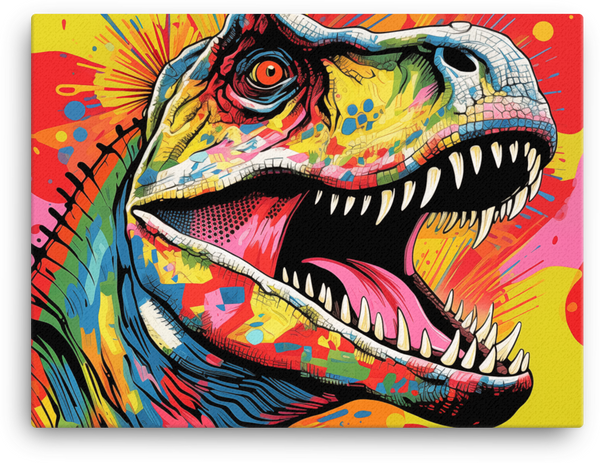 Explosive Pop Art Dinosaur Roar Canvas