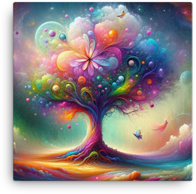 Fantasy Blossom of the Cosmic Tree Canvas wall art