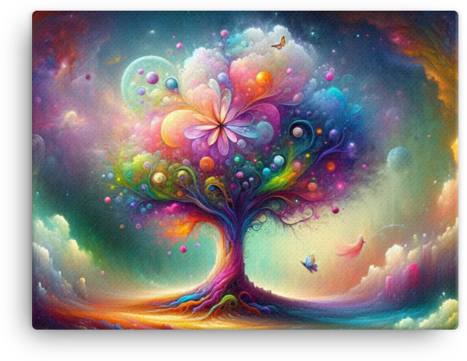 Fantasy Blossom of the Cosmic Tree Canvas wall art