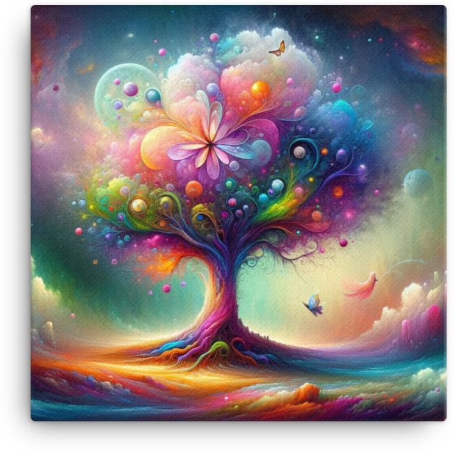 Fantasy Blossom of the Cosmic Tree Canvas wall art