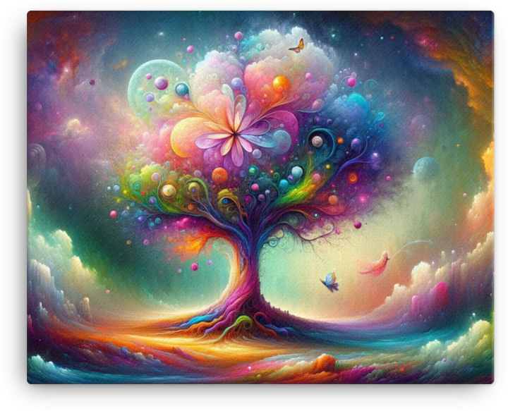 Fantasy Blossom of the Cosmic Tree Canvas wall art