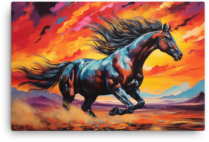 Fiery Twilight Gallop Canvas Wall Art