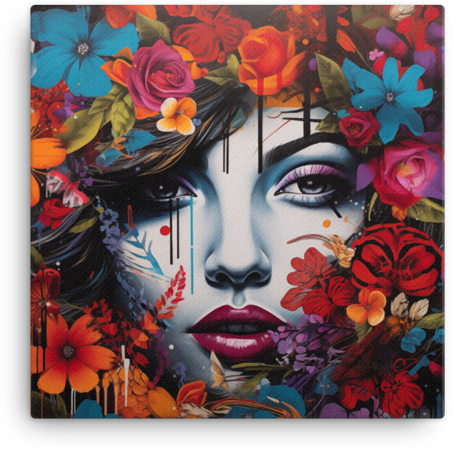 Floral Essence Portrait Canvas Wall Art wall art